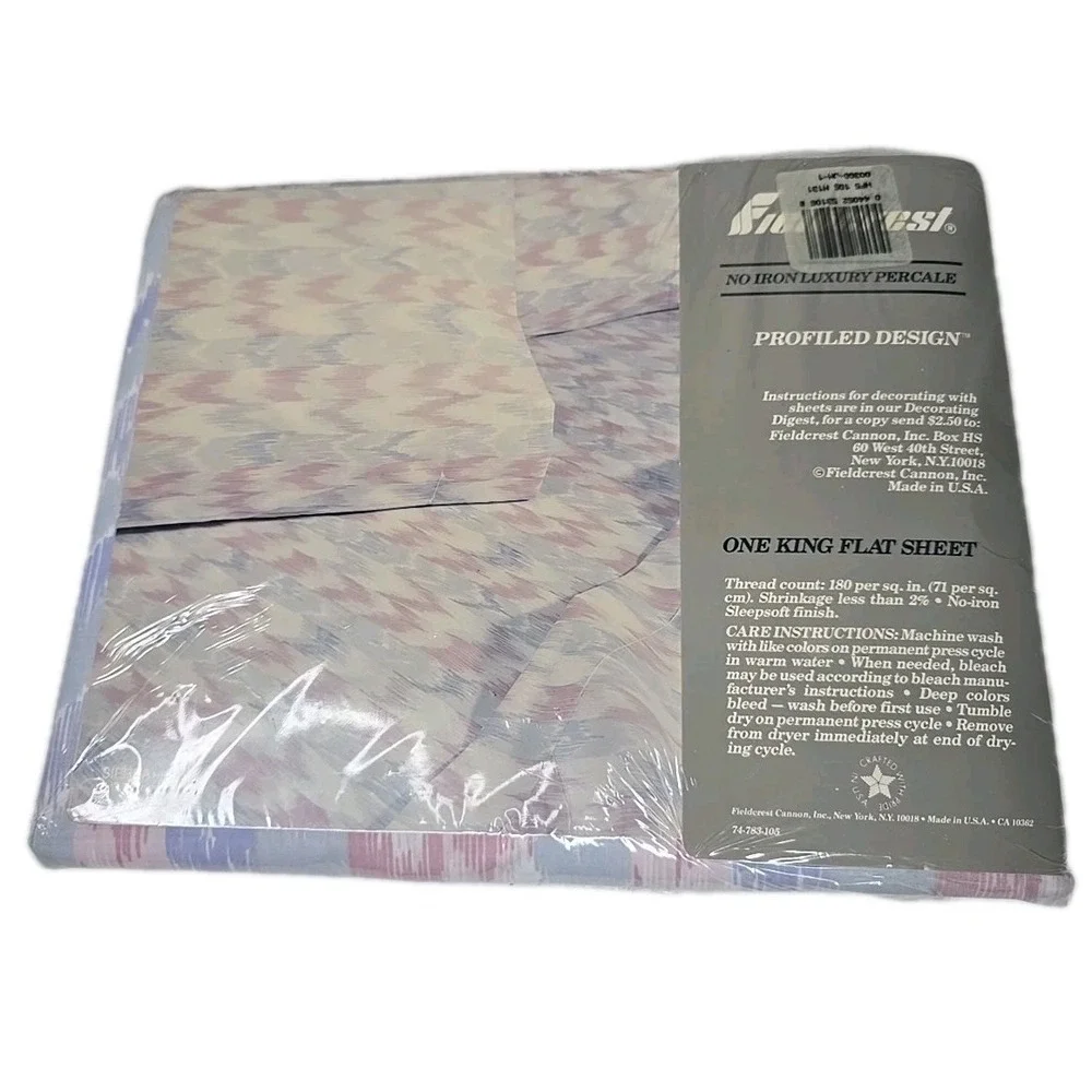 Fieldcrest Vintage NWT King Flat Sheet Made USA No Iron Luxury Percale Sleepsoft